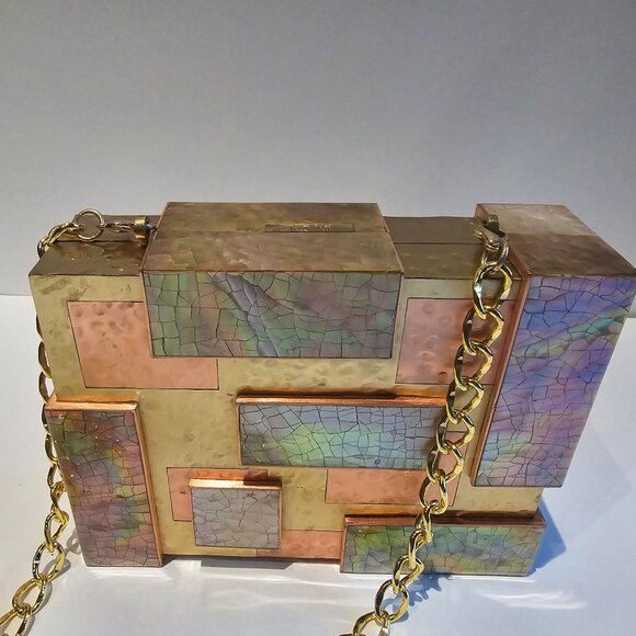 Rafe Ramya Cubist Minaudiere, Copper/Gold - Picture 1 of 9